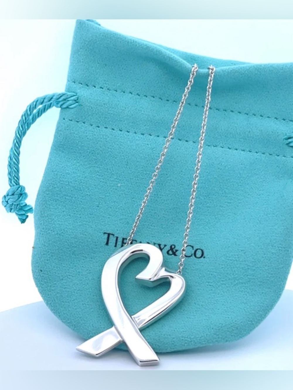 Tiffany & Co. Paloma Picasso Vintage 925 Silver XL Loving Heart Necklace 24in